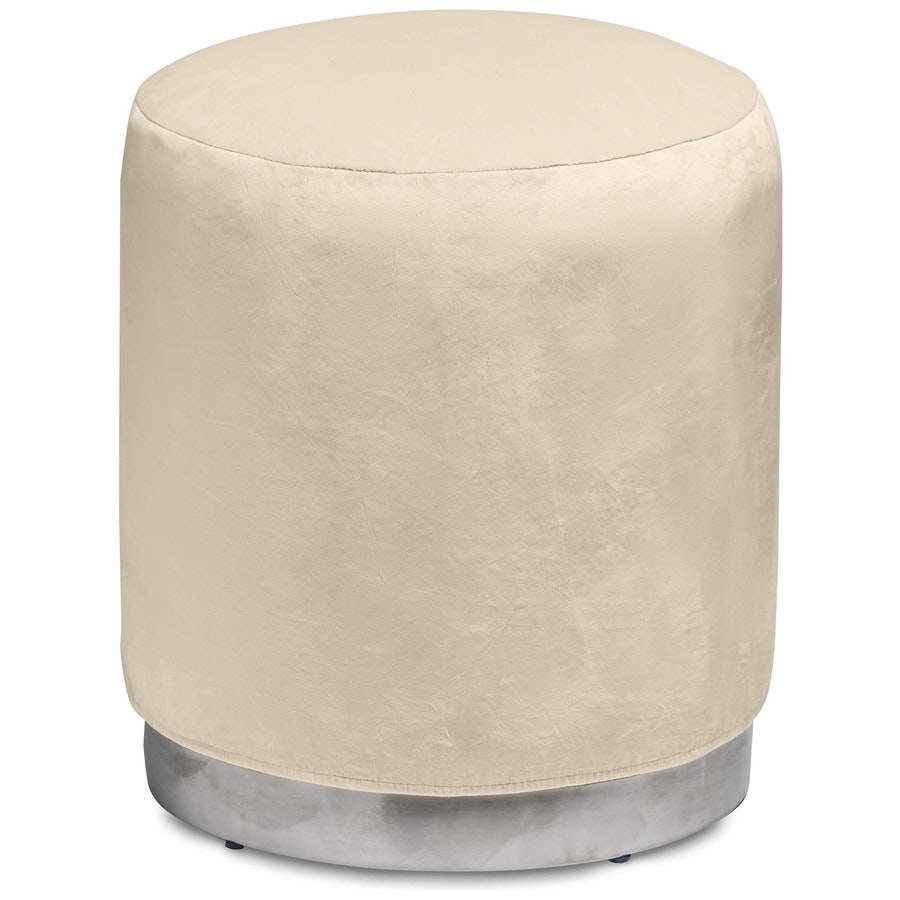 Пуф «Круг» серебряный, светло-бежевый бархат - Фото миниатюра 1