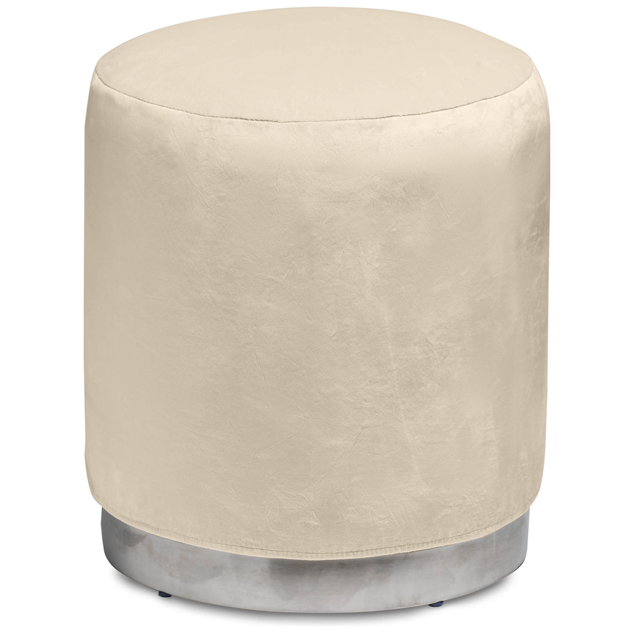 Пуф «Круг» серебряный, светло-бежевый бархат - Фото основное 1