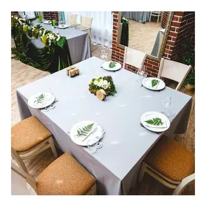 Скатерть круглая габардин серая - Фото 2