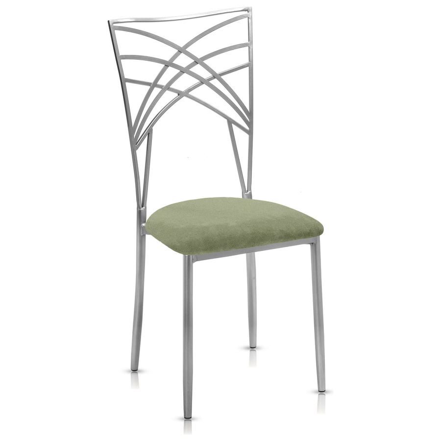Стул «Хамелеон» серебряный, пыльно-зеленая подушка бархат - Фото миниатюра 1