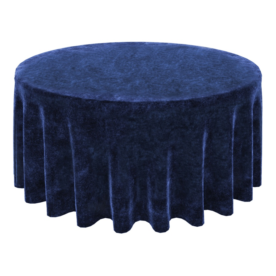 Скатерть круглая, синий мраморный бархат - Фото миниатюра 1