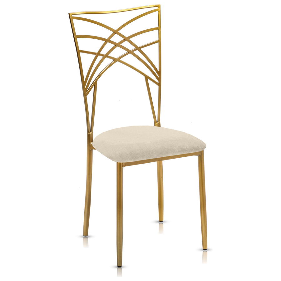 Стул «Хамелеон» золотой, светло-бежевая подушка из бархата - Фото миниатюра 1