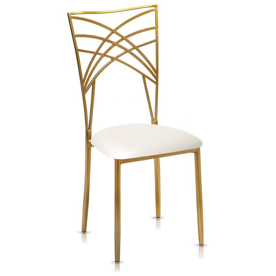 Стул Хамелеон золотой, подушка из кожи слоновая кость - Фото миниатюра 1