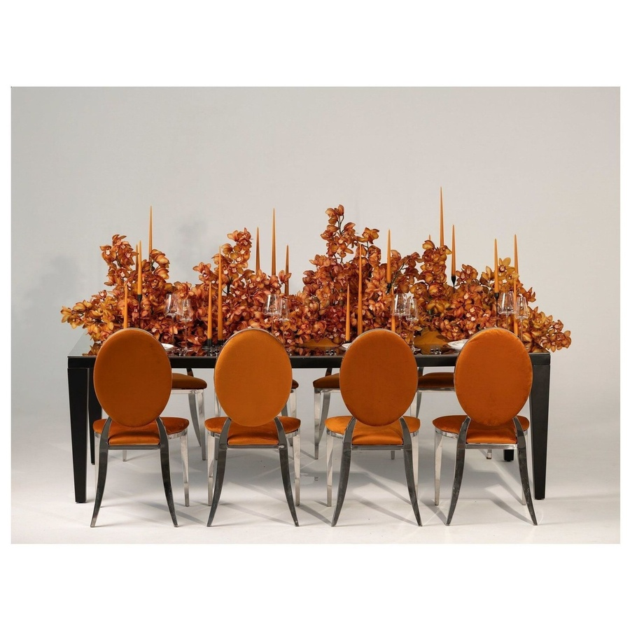 Стул Вашингтон серебряный, терракотовые подушки из бархата - Фото миниатюра 2