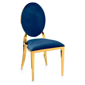 Стул Вашингтон золотой, темно-синие подушки из бархата