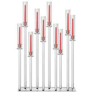 Канделябр «Роу» на 10 свечей прозрачный стеклянный - Фото 4