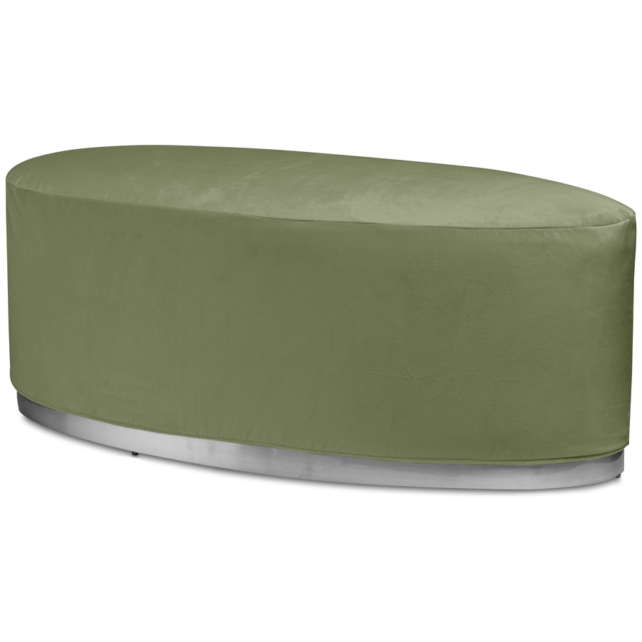 Пуф «Овал» серебряный, пыльно-зеленый бархат - Фото основное 1