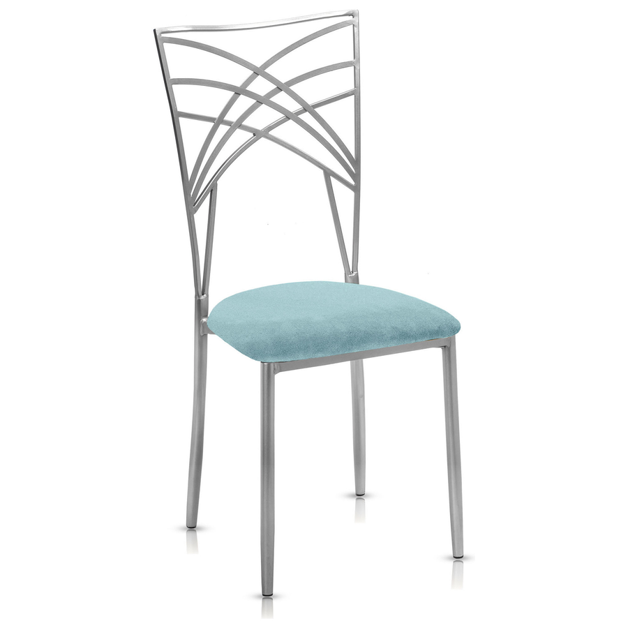 Стул «Хамелеон» серебряный, мятная подушка из бархата - Фото миниатюра 1