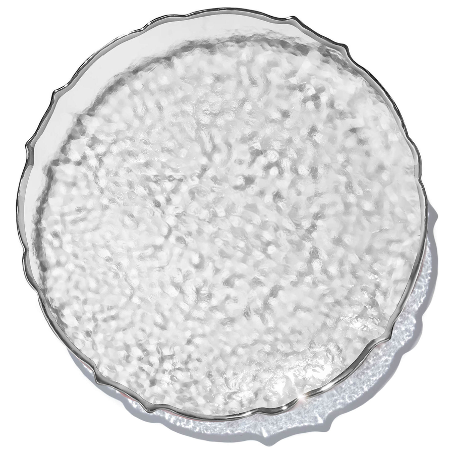 Подстановочная тарелка «Салак» прозрачная с серебряной каймой - Фото миниатюра 1