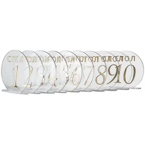 Номерки для столов с 1-10 прозрачные с золотом