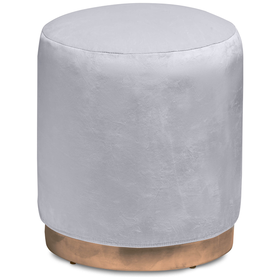 Чехол бархатный светло-серый для круглого пуфа - Фото миниатюра 1