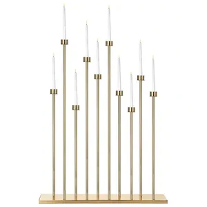 Канделябр «Роу» на 10 свечей золотой металлический - Фото 2