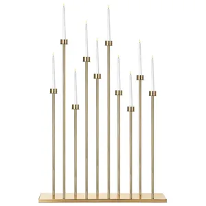 Канделябр «Роу» на 10 свечей золотой металлический - Фото 2