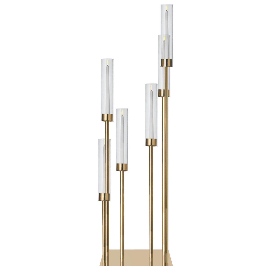 Канделябр «Тот» на 6 свечей золотой металлический - Фото миниатюра 3