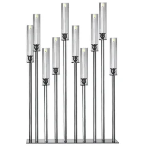 Канделябр «Роу» на 10 свечей дымчатый стеклянный - Фото 3