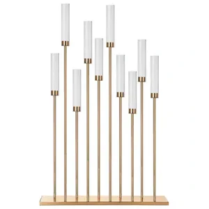 Канделябр «Роу» на 10 свечей золотой металлический - Фото 1