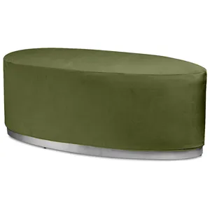 Пуф «Овал» серебряный, мшистый бархат