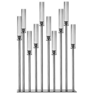 Канделябр «Роу» на 10 свечей дымчатый стеклянный - Фото 1