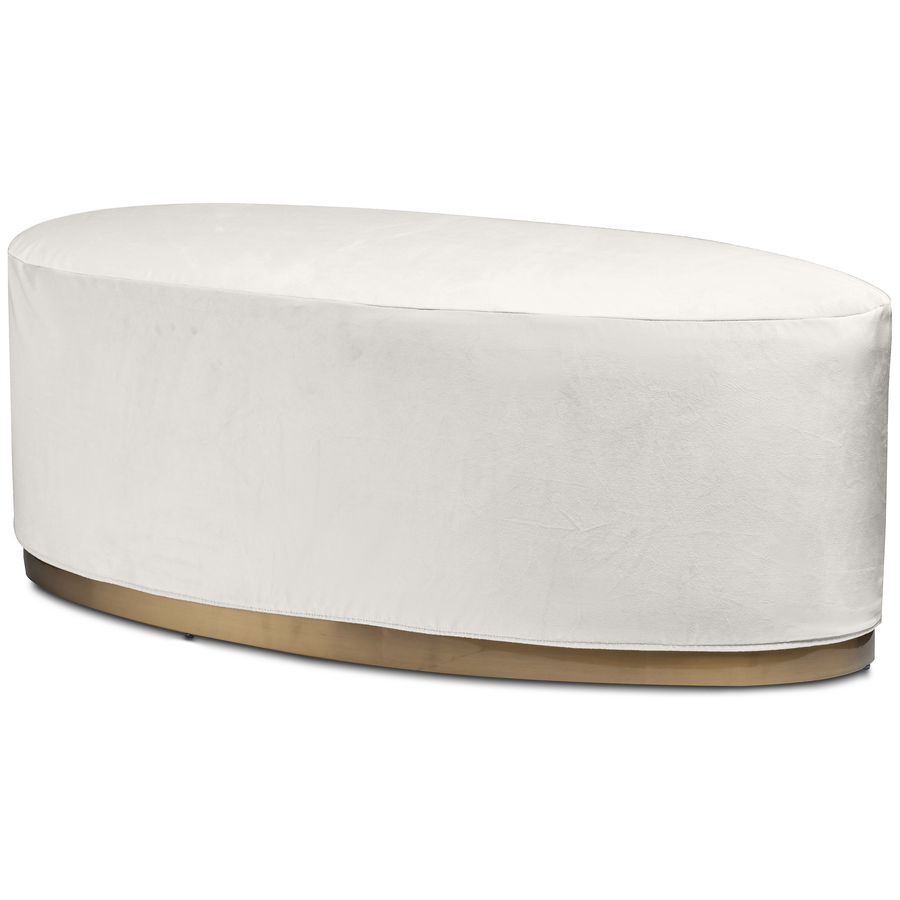 Чехол бархатный молочный для овального пуфа - Фото миниатюра 1
