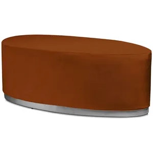 Пуф  «Овал» серебряный, терракотовый бархат