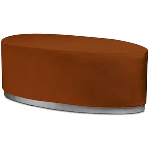 Пуф  «Овал» серебряный, терракотовый бархат