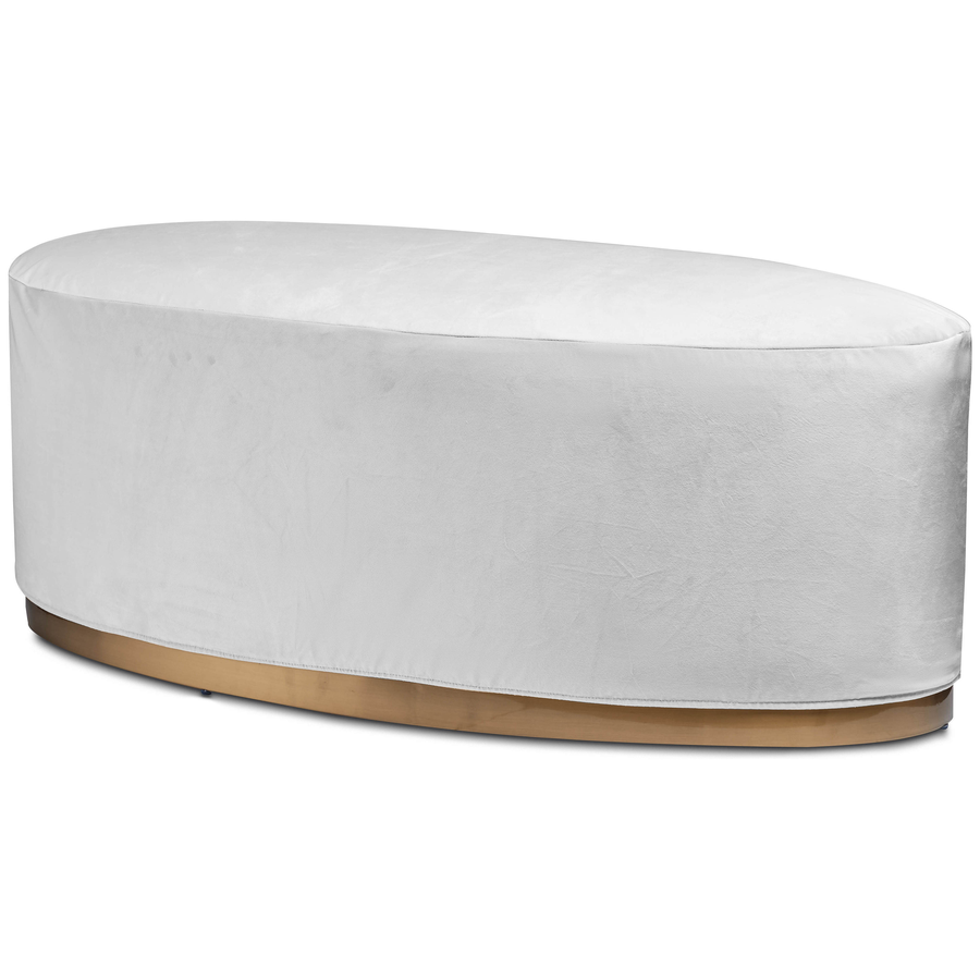 Пуф «Овал» золотой, белый бархат - Фото основное 1