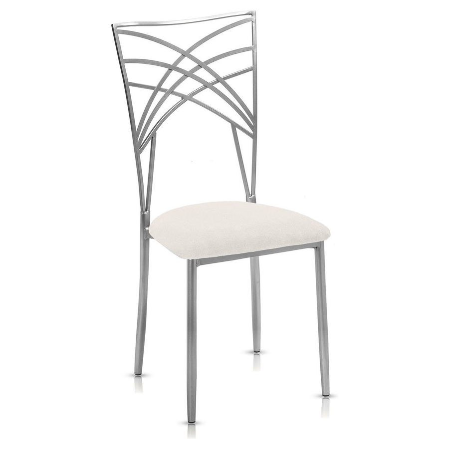 Стул «Хамелеон» серебряный, молочная подушка из бархата - Фото миниатюра 1