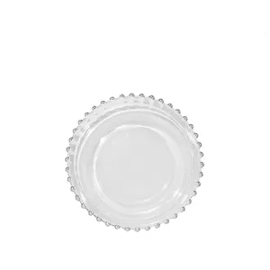Пирожковая тарелка «Бусинки» прозрачная с серебряными бусинами
