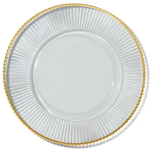 Подстановочная тарелка «Репигито» прозрачная с золотой каймой - Фото 1