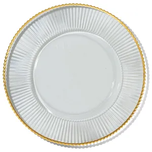 Подстановочная тарелка «Репигито» прозрачная с золотой каймой