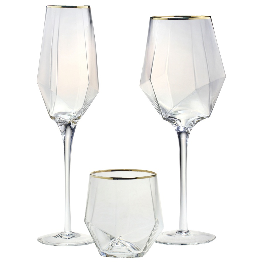 Бокал "Геометрия" прозрачный с золотом для шампанского - Фото миниатюра 2