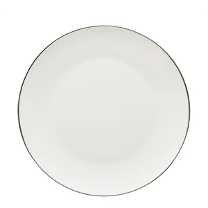 Обеденная тарелка «Виго» с серебряным кантом