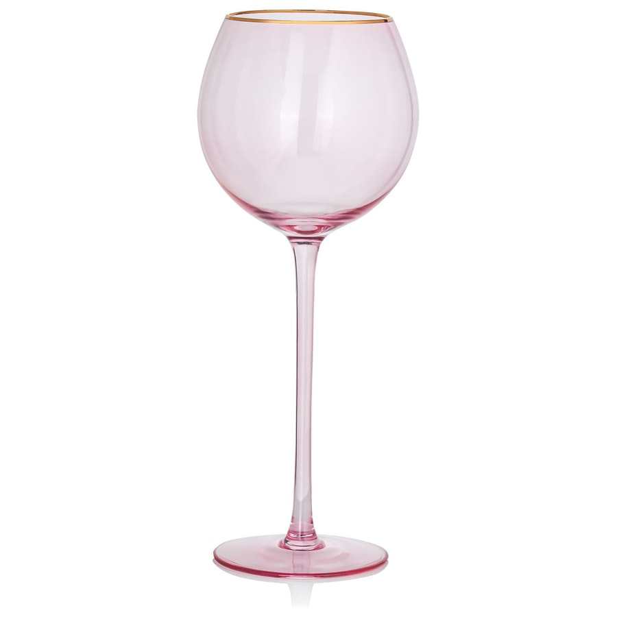 Бокал для красного вина «Санко» розовый с золотым кантом - Фото миниатюра 1