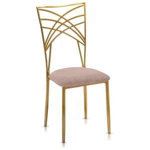 Стул «Хамелеон» золотой, пыльно-розовая подушка из бархата