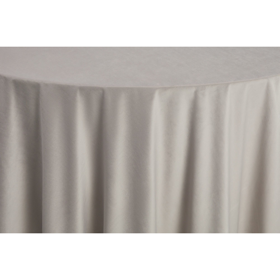 Скатерть круглая бархатная светло-серая - Фото миниатюра 2