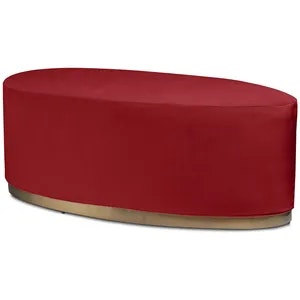 Пуф «Овал» золотой, красный бархат