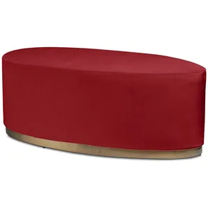 Пуф «Овал» золотой, красный бархат