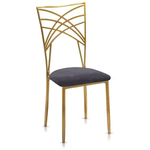 Стул «Хамелеон» золотой, графитовая подушка из бархата