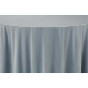 Скатерть круглая бархатная серо-голубая - Фото 2
