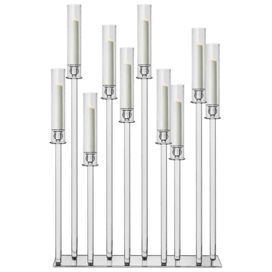 Канделябр «Роу» на 10 свечей прозрачный стеклянный - Фото миниатюра 2
