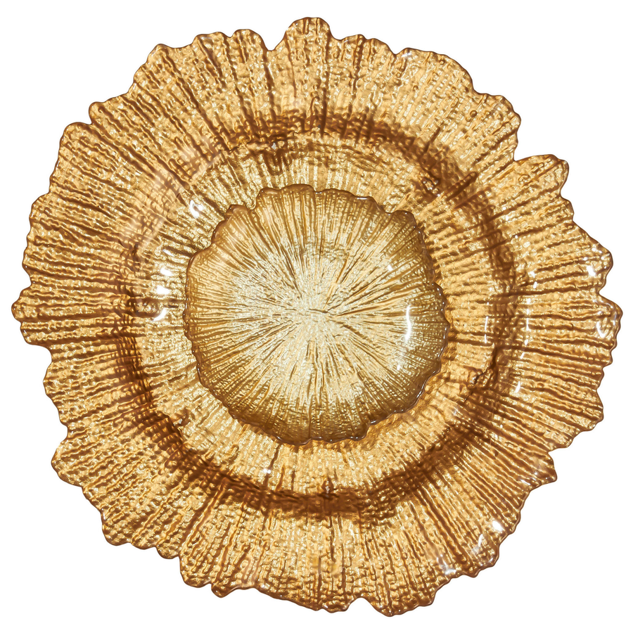 Набор тарелок «Коралл» золотые 35 и 16см - Фото миниатюра 1