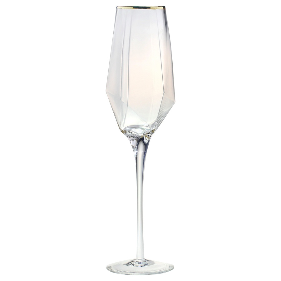 Бокал "Геометрия" прозрачный с золотом для шампанского - Фото миниатюра 1