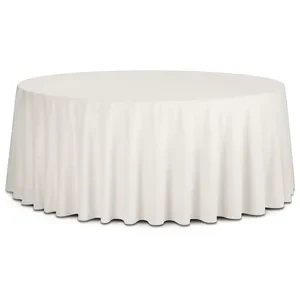Скатерть круглая бархатная молочная - Фото 1