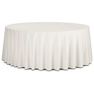 Скатерть круглая бархатная молочная