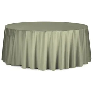 Скатерть круглая бархатная пыльно-зеленая