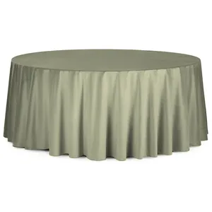 Скатерть круглая бархатная пыльно-зеленая
