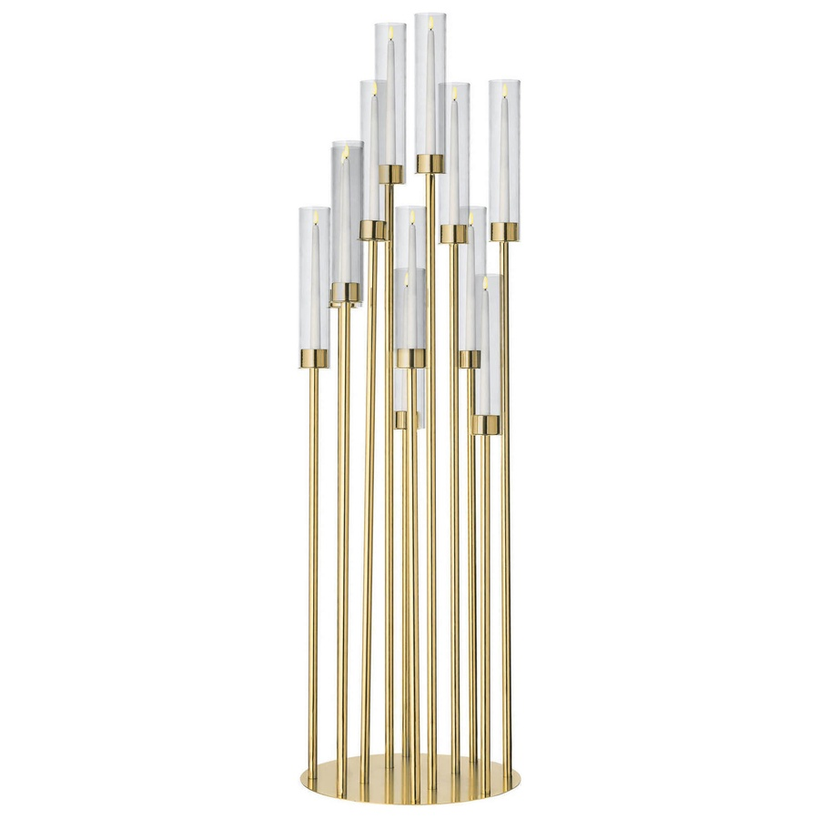 Канделябр «Пламп» на 12 свечей золотой металлический - Фото миниатюра 2