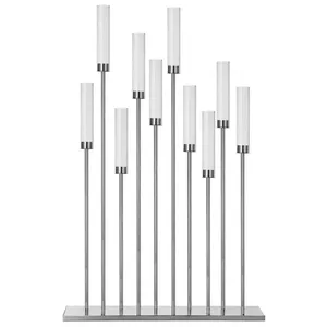 Канделябр «Роу» на 10 свечей серебряный металлический - Фото 1