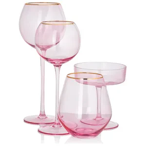 Стакан «Санко» розовый с золотым кантом - Фото 2