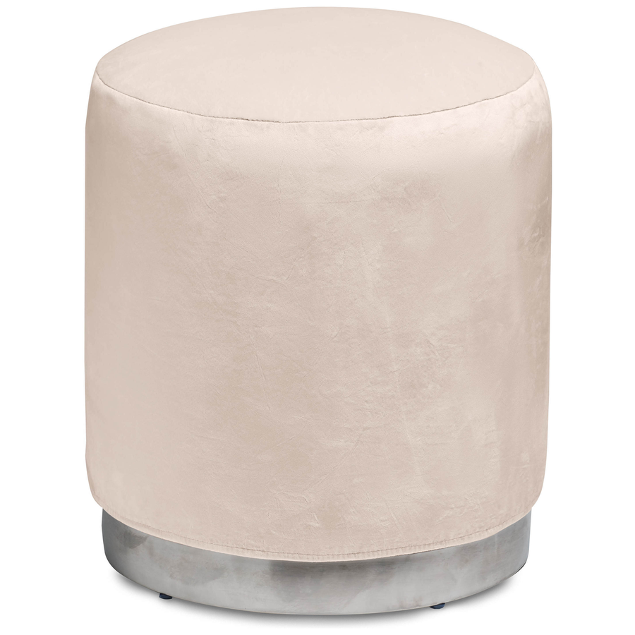 Пуф «Круг» серебряный, кремовый бархат - Фото основное 1